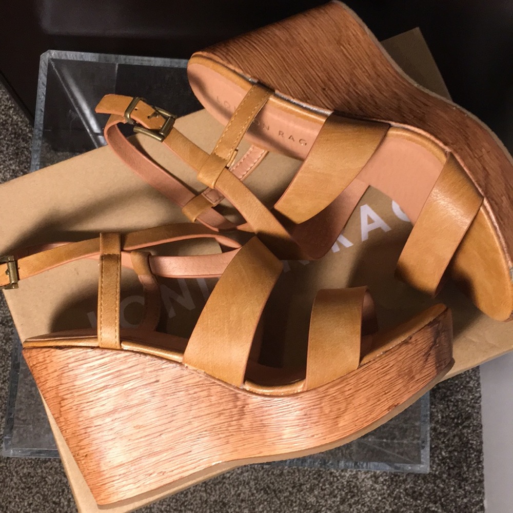 London Rag tan wedge heels